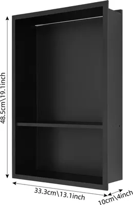 Immagine prodotto di Nicchia da incasso a muro per doccia - Ripiano per doccia - 45,7 cm - 3 ripiani - Montaggio con bulloni - Metallo