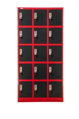 Produktbild von Stahlschrank 15 Einheiten abschließbar Spind Metall Schrank BUDAPEST rot-anthrazit 90x40x185cm