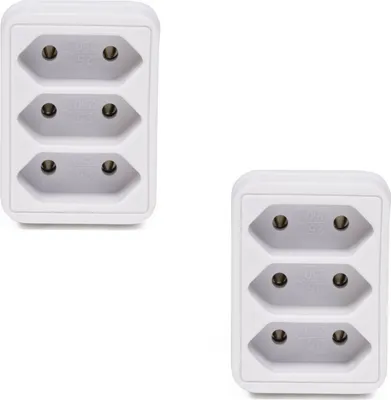 Produktbild von 2x Steckdosenleiste Mehrfachsteckdose 3-fach Flach Steckdose Euro Mehrfachstecker Steckerleiste Wandstecker EU