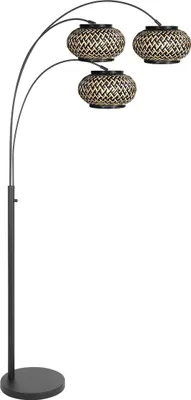 Produktbild von Steinhauer - stehlampe - Sparkled Light - natürlich schwarz - bambus metall - bogenlampe - E27 - 4494ZW