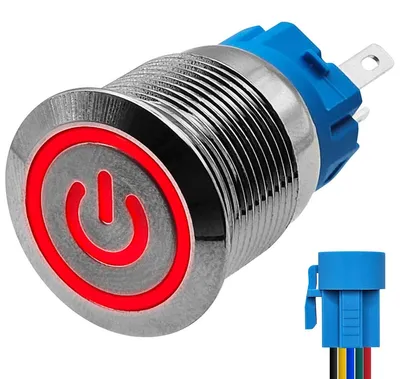 Produktbild von ProRide Metall-Momentanschalter 19 mm - 12/24 V - Rot LED - Kabel