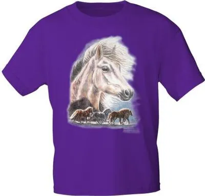 Produktbild von Kinder T-Shirt mit Pferdemotiv - Isländer Blika - 12776 - Gr. 80-S Color - lila Größe - 122/128