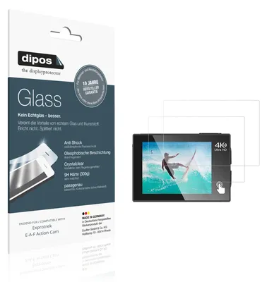 Produktbild von 2x Schutzfolie für Exprotrek E-A-F Action Cam - Anti-Shock 9H Folie dipos Glass Kunststoffglas