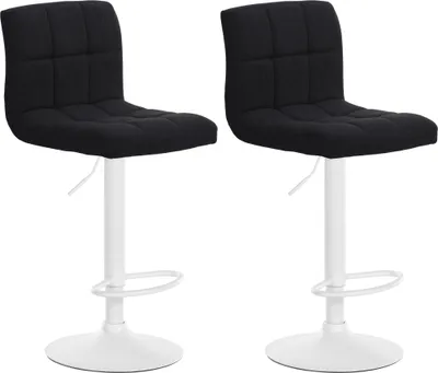 Produktbild von CLP 2er Set Barhocker Calma Stoff drehbar und höhenverstellbar schwarz Material Gestell Metall matt weiss