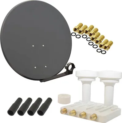 Produktbild von PremiumX SAT Anlage 80cm Antenne Quad Monoblock LNB WE 8xF-Stecker