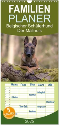 Produktbild von Familienplaner 2026 - Belgischer Schäferhund - Der Malinois mit 5 Spalten (Wandkalender, 21 x 45 cm) CALVENDO