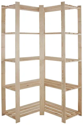 Produktbild von Holz-Eckregal mit 5 Regalen für Lagerung und Organisation