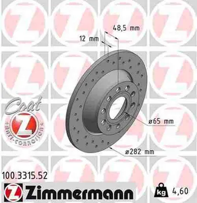 Produktbild von ZIMMERMANN Bremsscheibe Artikel: 100.3315.52