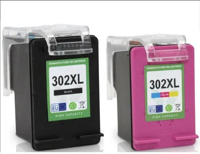 Two ink cartridges, one black and one color, are displayed side-by-side against a white background.