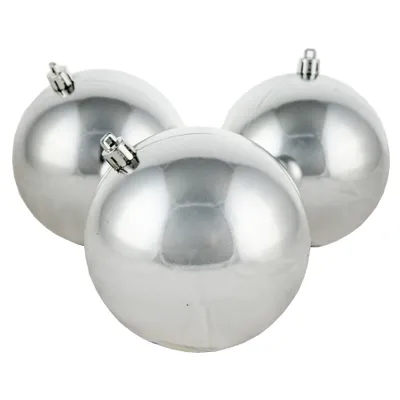 Obrázok produktu pre Plastová guľa, 10 cm, strieborná, 6 x lesklá