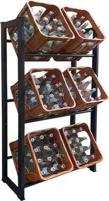 Produktbild von Getränkekistenregal 71x30x140cm für 6 Kästen Getränkekistenhalter Standregal