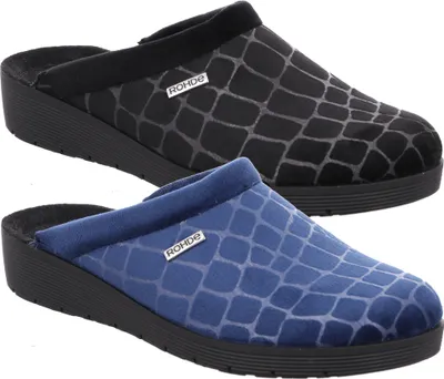 Produktbild von Rohde Damen Pantoffel Hausschuh Samt Roma 2339, Größe:41 EU, Farbe:Blau