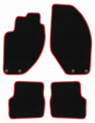 Obrázok produktu pre Velúrové autokoberce pre: Alfa Romeo 166 1998-2009 (sedan) – sada 4 ks, čierno-červené, na mieru – Wielganizator CARLUX