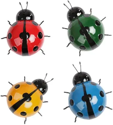 Produktbild von Gartenkunst - 4 Stücke - Wanddekoration - Außen Dekoration - Metallische Insekten - 11 x 11 cm - Gartenaccessoires