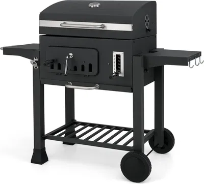 Produktbild von Holzkohlegrill mit klappbaren Seitentischen, höhenverstellbar