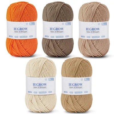 Produktbild von Häkelgarn 50g x 5 Farben, 5-fach Acrylgarn, Strickgarn für Anfänger