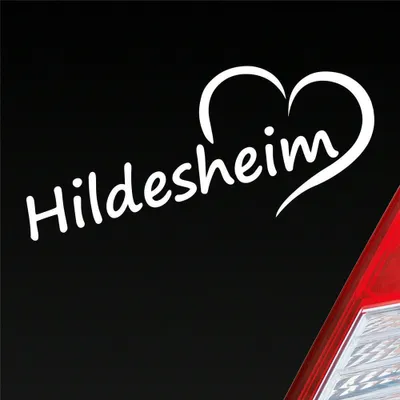 Produktbild von Auto Aufkleber Hildesheim Herz Stadt City Liebe Love 18,5x8 cm Weiss Matt Sticker Heckscheibenaufkleber