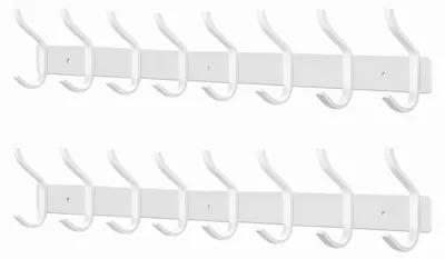 Image de Porte-manteau mural avec 8 crochets en acier inoxydable, design minimaliste, lot de 2