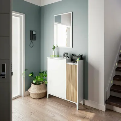 Produktbild von Dmora Eingangsschrank Williamsport 77x24x91 cm Weiß, Modular