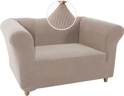Produktbild von INF Retro Sesselhusse - Anti-Rutsch Stretch Sofaschutz, Polyester, 1-Sitzer Khaki