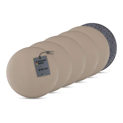 Image de Coussin de chaise ⌀ 38cm similicuir avec antidérapant Taupe, lot de 6