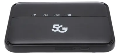 Zdjęcie produktu dla Mobilny hotspot 5G z WiFi 6 – podróżny router z szybkim łączem Wi-Fi, gniazdem na kartę Nano SIM, obsługą 32 urządzeń i baterią 10 000 mAh – czarny