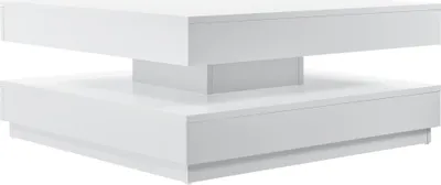 Obrázok produktu pre Konferenčný stolík „Florenz“ – obývačkový stolík, štvorcový, 76 x 76 x 38 cm, otočná doska, biely