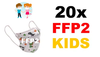 Produktbild von 20x Stück - FFP2 Atemschutz klein Masken SMALL SIZE Dino Dinosaur Dinosaurier
