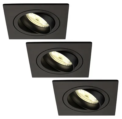 Produktbild von Ledvion 3er Set LED Einbaustrahler Schwarz 3W dimmbar Warmweiss