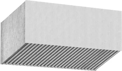 A white rectangular object with a gray ribbed underside, likely a filter or vent cover, shown in a three-quarter view against a white background.