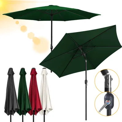 Produktbild von Clanmacy Sonnenschirm Balkon 270cm UV Schutz 40+ Strandschirm Neigbar Wasserabweisend Aluminium Windöffnung Gartenschirm, Grün