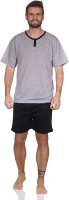 Produktbild von Herren Pyjama Short und T-Shirt Schlafanzug, Grau/M
