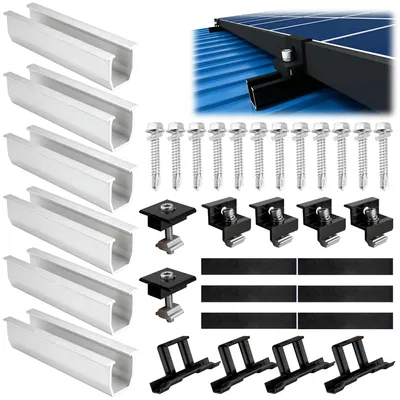Solarmodul-Halterung, 12 cm, für 2 Paneele, Aluminium, silber