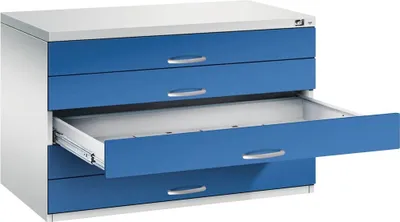 Produktbild von CP 7100 Planschrank lichtgrau, enzianblau 5 Schubladen 110,0 x 76,5 x 76,0 cm
