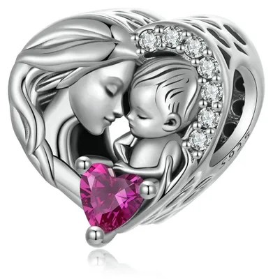 Image de Pendentif en argent avec un cœur et une perle, idéal pour bracelets