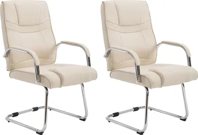 Produktbild von CLP 2er Set Freischwinger Attila Stoff mit Metallgestell creme