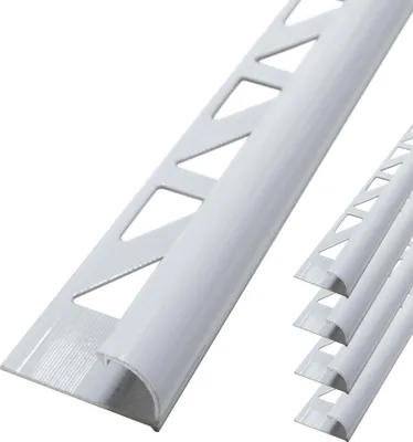 Produktbild von Dalsys Fliesenschiene Viertelkreisprofil Aluminium (eloxiert) Weiß 2,5m x 10mm, 5 Stück, Rundprofil Halbrundprofil