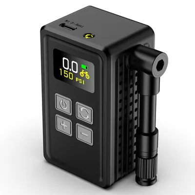Produktbild von Elektrische Luftpumpe mit Manometer, Fahrradpumpe automatisch abschaltend, bürstenloser Motor, für Bikes, Rennräder & Bälle