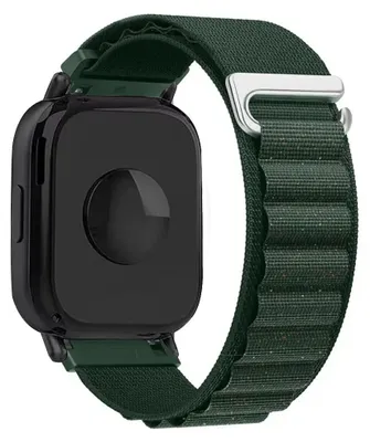 Produktbild von Alpine-Loop-Armband - 22/20 mm - Für Amazfit Active Max - Nylon - Verstellbar - 23 cm - Metallschnalle - Armeegrün Glänzend