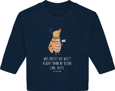 Produktbild von Mr. & Mrs. Panda Organic Baby Pullover Nachtfalter Fähnchen 24. - 36. Monat - French Navy - Geschenk, Spruch Lustig, Süß, Käfer, Lustige Sprüche, Was Kostet Die Welt