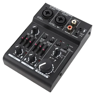 Obrázok produktu pre Mini zvuková karta s mixážnym pultom, digitálny zvukový mixér, vstavaný fantómový zdroj 48V, napájanie cez USB 5V, určený pre domáce štúdiá, nahrávanie, DJing, živé vysielanie a karaoke