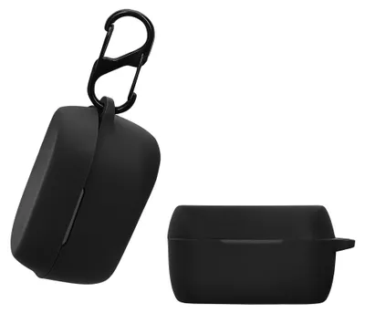 Produktbild von kwmobile Schutzhülle für Jabra Elite 3 / Elite 2 Hülle - TPU Silikon Case für Kopfhörer Ladecase - stoßfestes Cover mit Karabiner - Schwarz