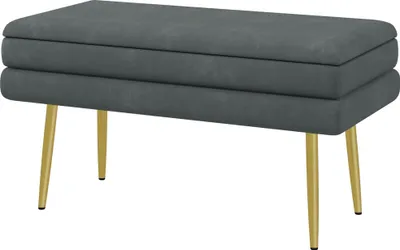 Produktbild von Sitzbank Polsterbank, mit Stauraum, Stahl, 79,5 cm x 37,5 cm x 43 cm, Dunkelgrau