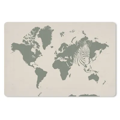 Produktbild von MuchoWow® Schreibtischunterlage Weltkarte - Tiere - Zebra 60x40 cm - XXL Mauspad - Großes Mauspad