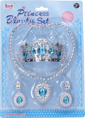 Produktbild von Schmuckset mit 12 cm Halskette, Kronen-Anhänger und 2 Ohrringen