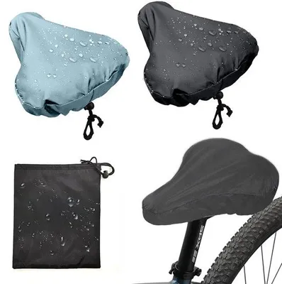 Productafbeelding van Ibenzoa® 2-delige set waterdichte fietzadelsbeschermers met opbergzakken – hemelsblauw & zwart, 210D Oxford met dubbele PVC-coating, elastisch, 30 gram, geschikt voor racefietsen en e-bikes