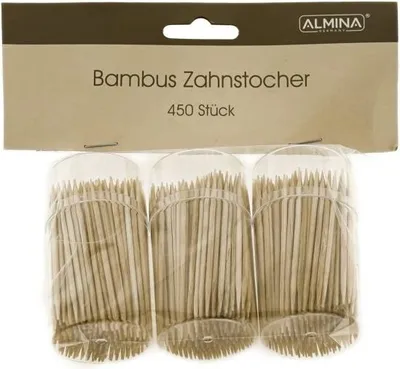 Image de Cure-dents en bambou, lot de 3 paquets de 150 pièces chacun - idéal pour la maison et la restauration