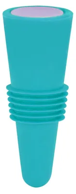 Produktbild von Weinflaschenverschluss, lebensmittelechtes Silikon, Edelstahl, 6,1 x 2,35 cm, dekorativ, praktisch, wiederverwendbar, Korken zur Dekoration, Blau