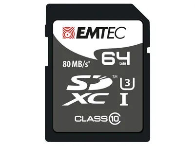 Produktbild von SDXC 64GB EMTEC CL10 Platinum 80MB/s UHS-I U3 Blister