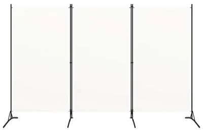 Obrázok produktu pre Rozdeľovač priestoru – trojpanelový, skladací paravent – 260 x 180 cm – látka polyester – dekoratívny – slonovinová farba – vhodný do obývačky, spálne alebo kancelárie